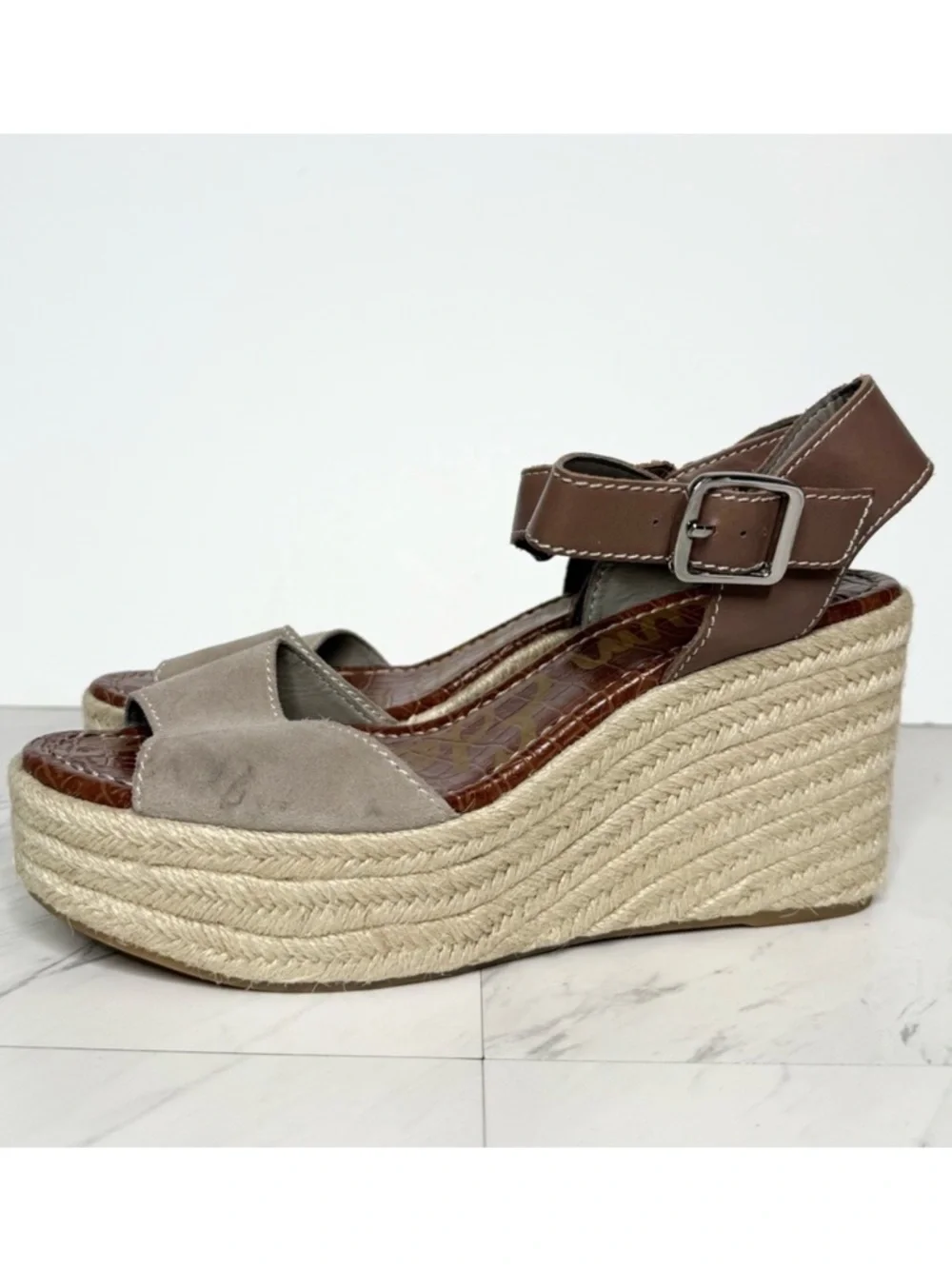 Sam Edelman Dimitree Gray Suede Espadrille Wedge Sandal 10M